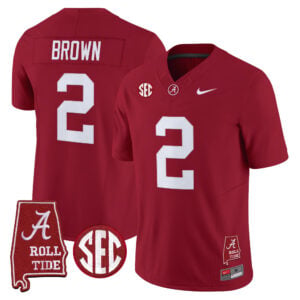 Zabien Brown Jersey #2 Alabama Crimson Tide 2026 Alabama Map All Stitched