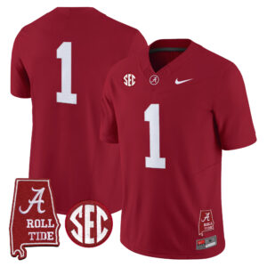Team Jersey #1 Alabama Crimson Tide 2026 Alabama Map All Stitched