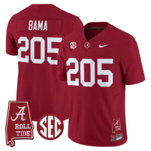 Bama Jersey #205 Alabama Crimson Tide 2026 Alabama Map All Stitched