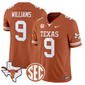 Jonah Williams Jersey #9 Texas Longhorns 2026 State Map & SEC Patch All Stitched