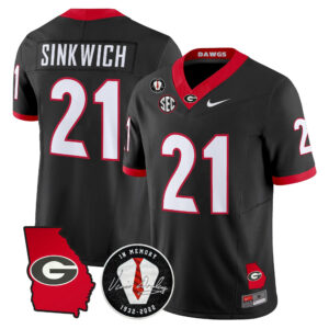 Frank Sinkwich Jersey #21 Georgia Bulldogs 2026 Georgia Map & Vince Dooley Patch All Stitched