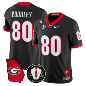 Vince Dooley Jersey #80 Georgia Bulldogs 2026 Georgia Map & Vince Dooley Patch All Stitched
