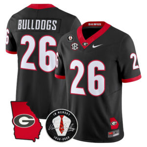 Bulldogs Jersey #26 Georgia Bulldogs 2026 Georgia Map & Vince Dooley Patch All Stitched