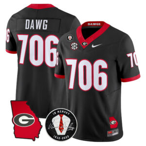 Dawg Jersey #706 Georgia Bulldogs 2026 Georgia Map & Vince Dooley Patch All Stitched