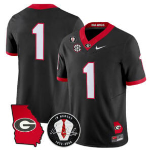 Team Jersey #1 Georgia Bulldogs 2026 Georgia Map & Vince Dooley Patch All Stitched