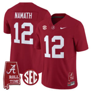 Joe Namath Jersey #12 Alabama Crimson Tide 2026 Alabama Map All Stitched