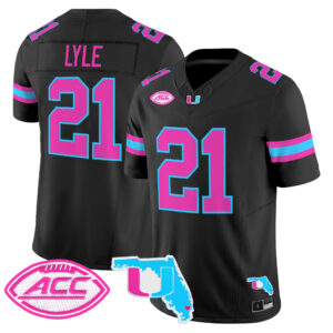 Jordan Lyle Jersey #21 Miami Hurricanes Vice City All Stitched