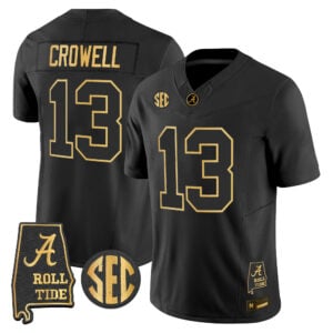 Ezavier Crowell Jersey #13 Alabama Crimson Tide 2026 Gold Alabama Map All Stitched