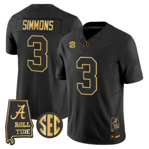 Cedrick Simmons Jersey #3 Alabama Crimson Tide 2026 Gold Alabama Map All Stitched