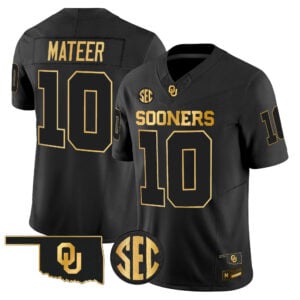 John Mateer Jersey #10 Oklahoma Sooners 2026 Gold All Stitched