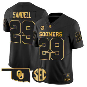 Tate Sandell Jersey #29 Oklahoma Sooners 2026 Gold All Stitched