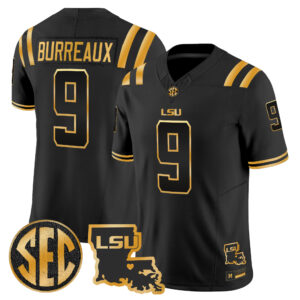 Joe Burrow Jersey #9 LSU Tigers 2026 Louisiana Patch Gold All Stitched