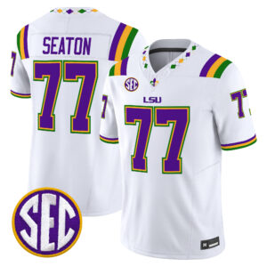 Jordan Seaton Jersey #77 LSU Tigers 2026 Mardi Gras Edition All Stitched