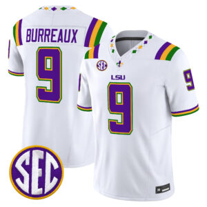 Joe Burrow Jersey #9 LSU Tigers 2026 Mardi Gras Edition All Stitched