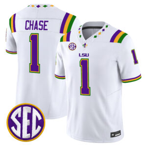Ja'Marr Chase Jersey #1 LSU Tigers 2026 Mardi Gras Edition All Stitched