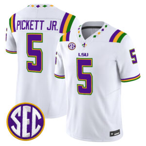 DJ Pickett Jersey #5 LSU Tigers 2026 Mardi Gras Edition All Stitched