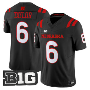 Trae Taylor Jersey #6 Nebraska Cornhuskers 2026 Alternate All-black All Stitched