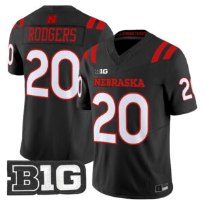 Johnny Rodgers Jersey #20 Nebraska Cornhuskers 2026 Alternate All-black All Stitched
