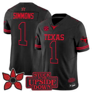 Colin Simmons Jersey #1 Texas Longhorns Stranger Things Edition State Map & SEC Patch All Stitched