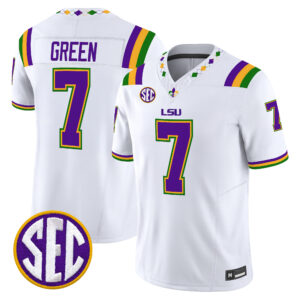 Trey'Dez Green Jersey #7 LSU Tigers 2026 Mardi Gras Edition All Stitched
