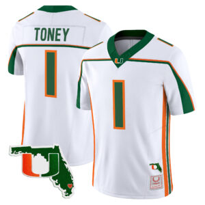 Malachi Toney Jersey #1 Miami Hurricanes Throwback Florida Patch All Stitched