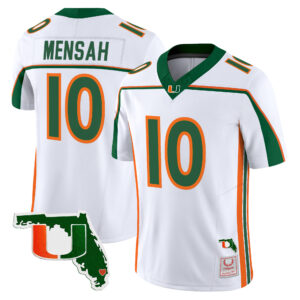 Darian Mensah Jersey #10 Miami Hurricanes Throwback Florida Patch All Stitched