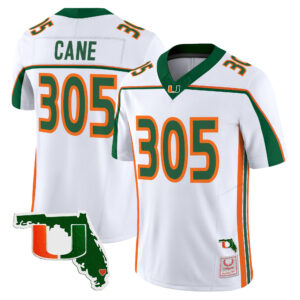 Cane Jersey #305 Miami Hurricanes Throwback Florida Patch All Stitched