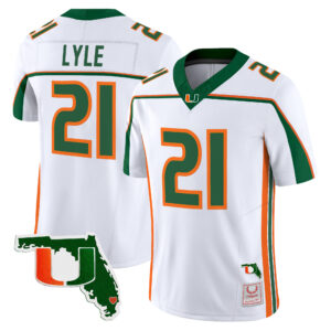 Jordan Lyle Jersey #21 Miami Hurricanes Throwback Florida Patch All Stitched