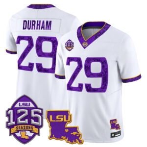 Caden Durham Jersey #29 LSU Tigers Silent Season of 1918 Louisiana Patch All Stitched