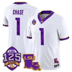 Ja'Marr Chase Jersey #1 LSU Tigers Silent Season of 1918 Louisiana Patch All Stitched