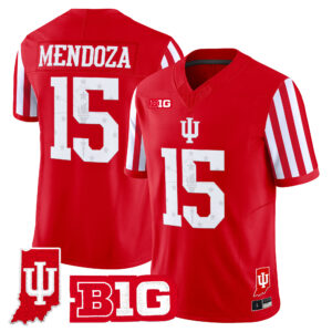 Fernando Mendoza Jersey #15 Indiana Hoosiers Candy Stripe Indiana State Patch All Stitched