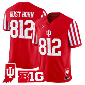 Rust Born Jersey #812 Indiana Hoosiers Candy Stripe Indiana State Patch All Stitched