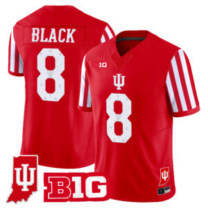 Kaelon Black Jersey #8 Indiana Hoosiers Candy Stripe Indiana State Patch All Stitched