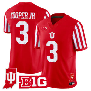 Omar Cooper Jr. Jersey #3 Indiana Hoosiers Candy Stripe Indiana State Patch All Stitched