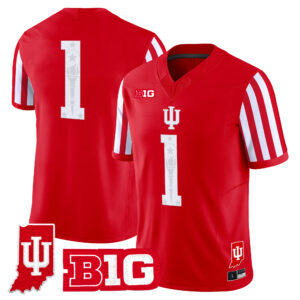 Team Jersey #1 Indiana Hoosiers Candy Stripe Indiana State Patch All Stitched