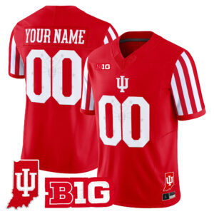 Indiana Hoosiers Candy Stripe Vapor Football Custom Jersey - Indiana State Patch - All Stitched