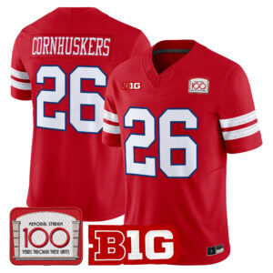 Cornhuskers Jersey #26 Nebraska Cornhuskers Memorial Stadium 100th Anniversary All Stitched