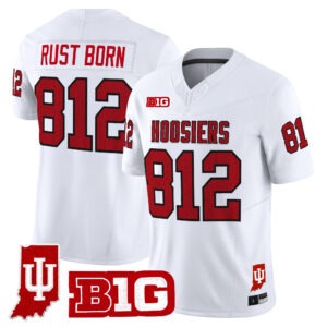 Rust Born Jersey #812 Indiana Hoosiers 90s Throwback Indiana State Patch All Stitched