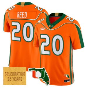 Ed Reed Jersey #20 Miami Hurricanes 2001 Throwback Florida Patch All Stitched