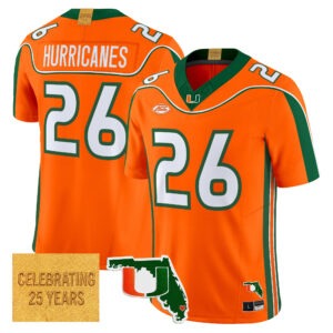 Hurricanes Jersey #26 Miami Hurricanes 2001 Throwback Florida Patch All Stitched