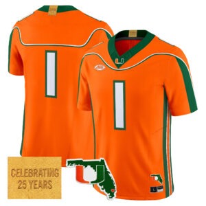 Team Jersey #1 Miami Hurricanes 2001 Throwback Florida Patch All Stitched