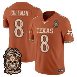 Cam Coleman Jersey #8 Texas Longhorns Día de los Muertos All Stitched