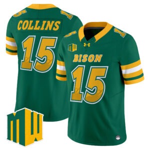 Mekhi Collins Jersey #15 North Dakota State Bison Code Green All Stitched