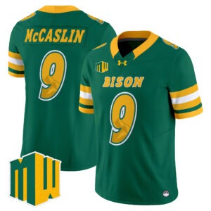 Kelton McCaslin Jersey #9 North Dakota State Bison Code Green All Stitched