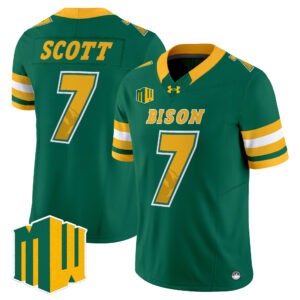 DJ Scott Jersey #7 North Dakota State Bison Code Green All Stitched