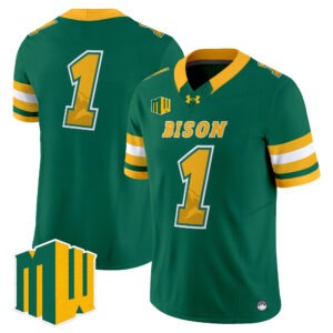 Team Jersey #1 North Dakota State Bison Code Green All Stitched