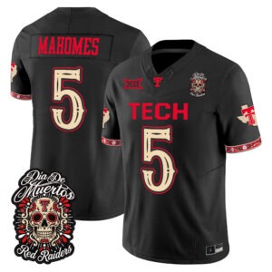 Patrick Mahomes Jersey #5 Texas Tech Red Raiders Día de los Muertos All Stitched