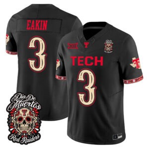 Coy Eakin Jersey #3 Texas Tech Red Raiders Día de los Muertos All Stitched