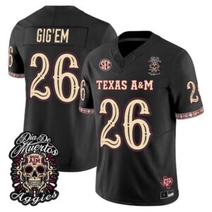 Gig'Em Jersey #26 Texas A&M Aggies Día de los Muertos All Stitched