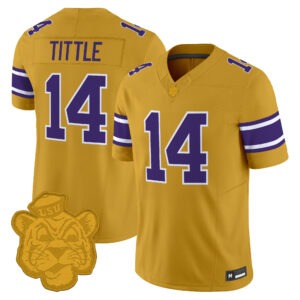 Y.A. Tittle Jersey #14 LSU Tigers Gridiron Gold Throwback All Stitched